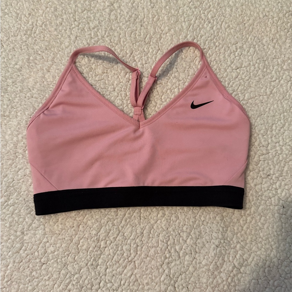 Nike Women's Light Pink and Black Sports Bra